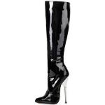Schwarze Giaro Runde Pfennigabsatz High-Heel Stiefel mit Reißverschluss in Normalweite für Damen Größe 46 