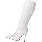 Weiße Casual Giaro Vegane Spitze Pfennigabsatz High-Heel Stiefel mit Reißverschluss aus Kunstleder für Damen Größe 45 mit Absatzhöhe über 9cm 