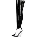 Schwarze Elegante Giaro Damenoverkneestiefel mit Reißverschluss aus PU leicht 