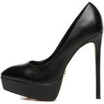 Schwarze Casual Giaro Vegane Spitze Pfennigabsatz High Heels & Stiletto-Pumps aus Kunstleder für Damen Größe 46 mit Absatzhöhe über 9cm 
