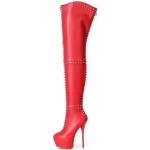 Rote Giaro Spitze Pfennigabsatz High-Heel Stiefel mit Reißverschluss in Normalweite für Damen Größe 45 