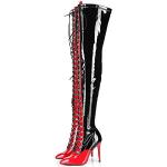 GIARO Veruska Premium Stiefel für Damen - elegante High-Heels - Kniestiefel mit hohem Absatz - Damenstiefel - Stöckelschuhe für Frauen - erhältlich in 3 Farben (Schwarz-Rot, numeric_38)