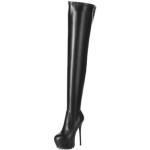 Schwarze Giaro Spitze Pfennigabsatz High-Heel Stiefel mit Reißverschluss in Normalweite für Damen Größe 46 