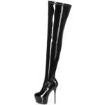 Schwarze Giaro Spitze Pfennigabsatz High-Heel Stiefel mit Reißverschluss in Normalweite für Damen Größe 46 