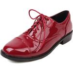 Bordeauxrote Business Runde Hochzeitsschuhe & Oxford Schuhe mit Schnürsenkel für Damen Größe 38 