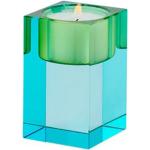 Gift Company Sari Kristallglas Teelichthalter S (H7 7cm) blau/grün gs