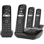 Gigaset AS690A Quattro - 4 Schnurlose DECT-Telefone mit Anrufbeantworter - gut lesbarem kontrast Display - brillianter Audio-Klang - Anrufschutz, schwarz