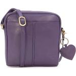 Gigi - Damen Leder Umhängetasche - Crossbody Bag/Handtasche Klein - Verstellbarer Schultergurt - mit Herz Schlüsselring - OTHELLO 22-29 - Violett