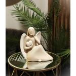 Cremefarbene 27 cm Gilde Schutzengel mit Engel-Motiv aus Keramik zum Muttertag 