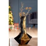 GILDE Dekovase »Keramik Vase Canto schwarz goldfarben moderne Form Handmade« (1 St), aus Keramik, schwarz