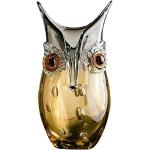GILDE GLAS art Design-Vase Eule - Dekoobjekt handgefertigt aus Glas H 27 cm