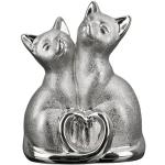 Silberne Gilde Katzenpaar Dekokatzen aus Porzellan 
