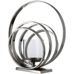 Reduzierte Silberne Moderne 34 cm Gilde Windlichter strukturiert aus Glas 