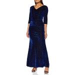 Royalblaue 3/4-ärmelige Gina Bacconi Maxi Lange Abendkleider mit Rüschen mit Reißverschluss für Damen Größe M für Partys 