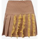 Reduzierte Beige Karo Mini Sommerröcke mit Reißverschluss aus Viskose für Damen Größe L für den für den Sommer 