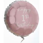 Ginger Ray 'Happy 1st Birthday' Pink Round Foil Balloon Party Decoration 18"