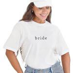 Ginger Ray Weißes, besticktes „Braut“-T-Shirt für Damen für den Junggesellinnenabschied. Größe: 12–14