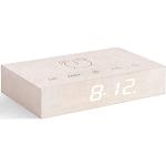 Gingko Flip Click Clock LED Alarm Clock Sound Activated with New Flip Technology, Rechargeable with Laser Engraved Touch Controls, White Maple