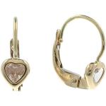 Gioiello Italiano - Herz Ohrringe für kleine Mädchen mit Zirkonen aus 14kt Gold, zweifarbig