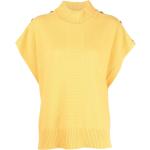 Reduzierte Gelbe Kurzärmelige GIORGIO GRATI Stehkragen Kaschmir-Pullover aus Polyamid für Damen Größe L für den für den Herbst 