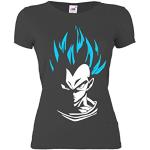 GIOVANI & RICCHI Damen Super Vegeta Goku Blaue Haare Fitness Shirt T-Shirt Saiyajin
