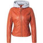 Reduzierte Orange Unifarbene Casual Gipsy Übergangsjacken mit Reißverschluss aus Leder mit Kapuze für Damen Größe M 