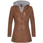Reduzierte Braune Gipsy Übergangsjacken mit Reißverschluss aus Leder mit Kapuze für Damen Größe 4 XL für den für den Herbst 