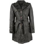 Schwarze Gipsy Kapuzenmäntel aus Leder mit Kapuze für Damen Größe 3 XL 