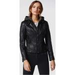 Schwarze Gipsy Übergangsjacken aus Leder mit Kapuze für Damen Größe XS 