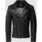 Schwarze Unifarbene Gipsy Asymmetrische Bikerjacken mit Reißverschluss aus Leder für Herren Größe XL 
