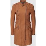 Braune Unifarbene Gipsy Stehkragen Ledermäntel mit Reißverschluss aus Polyester für Damen Größe S für den für den Herbst 
