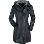 Schwarze Gipsy Kapuzenmäntel mit Reißverschluss aus Leder mit Kapuze für Damen Größe XS 