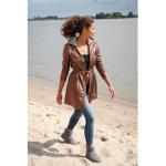 Reduzierte Braune Atmungsaktive Gipsy Maxi Kapuzenmäntel mit Gürtel mit Reißverschluss aus Jersey mit Kapuze für Damen Größe 3 XL 