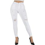 Weiße Ripped Jeans & Zerrissene Jeans mit Fransen aus Denim für Damen Größe S 