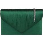 Girly Handbags Plissee-Clutch aus Satin Dunkelgrün