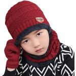 Burgundfarbene Mütze Schal Handschuh Sets für Kinder für Jungen für den für den Winter 