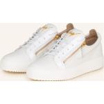 Weiße Lack-Optik GIUSEPPE ZANOTTI Low Sneaker mit Reißverschluss aus Glattleder für Herren Größe 46 