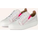 Reduzierte Neonpinke GIUSEPPE ZANOTTI Low Sneaker mit Reißverschluss aus Glattleder für Damen Größe 38,5 