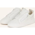 Reduzierte Weiße GIUSEPPE ZANOTTI Low Sneaker mit Reißverschluss aus Glattleder leicht für Herren Größe 46 