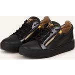 Schwarze Lack-Optik GIUSEPPE ZANOTTI Low Sneaker mit Reißverschluss aus Glattleder rutschfest für Herren Größe 44 