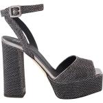 Reduzierte Graue GIUSEPPE ZANOTTI Karree High Heels & Stiletto-Pumps mit Riemchen aus Leder für Damen Größe 37 