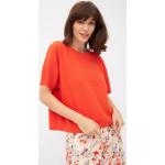 Orange Kurzärmelige Givn Berlin Bio Nachhaltige T-Shirts aus Musselin für Damen Größe XL für den für den Sommer 