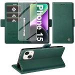 Reduzierte Grüne iPhone 15 Hüllen 2023 Art: Flip Cases mit Bildern aus Leder mit Schutzfolie 