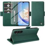 Grüne Samsung Galaxy A34 Hüllen 2023 Art: Flip Cases mit Bildern aus Leder stoßfest 