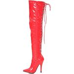 Reduzierte Rote High Heel Stiefeletten & High Heel Boots mit Schnürsenkel aus Leder für Damen Übergrößen 