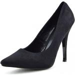 Schwarze Spitze Pfennigabsatz High Heels & Stiletto-Pumps aus Veloursleder für Damen Größe 47 für Partys 