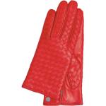 Rote Geflochtene Gretchen Lederhandschuhe aus Leder für Damen Einheitsgröße für den für den Winter 