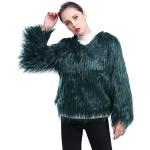 Dunkelgrüne Elegante Webpelzmäntel aus Kunstfell für Damen Größe 4 XL für den für den Winter 