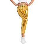 Goldene Sexy Wetlook-Leggings & Glanzleggings mit Glitzer aus Latex für Damen Größe 3 XL 