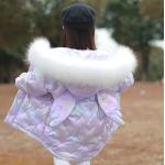 Violette Gesteppte Midi Kinderdaunenmäntel aus Baumwolle für Mädchen für den für den Winter 